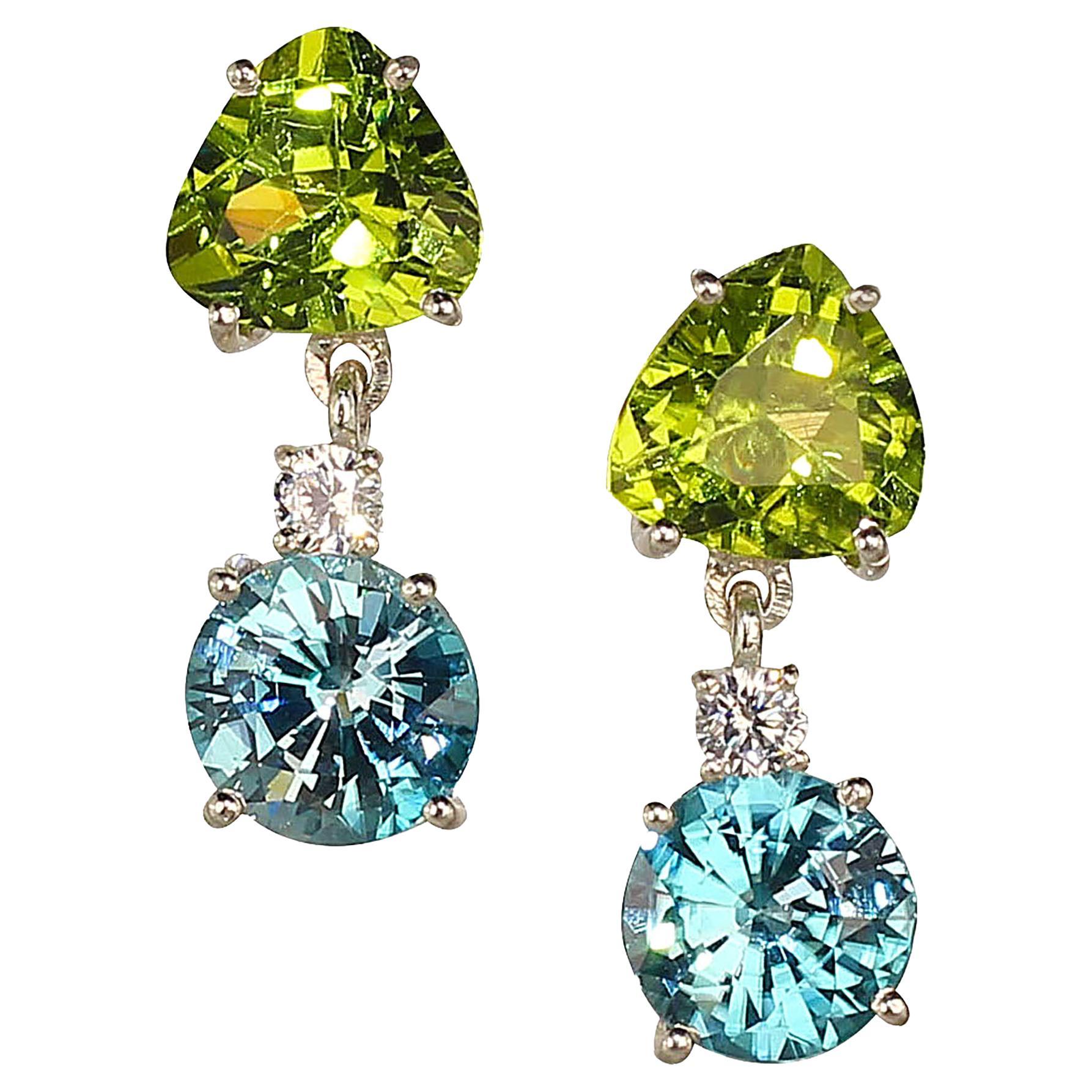 AJD Scintillating Blue and Green Gemstone Dangle Earrings