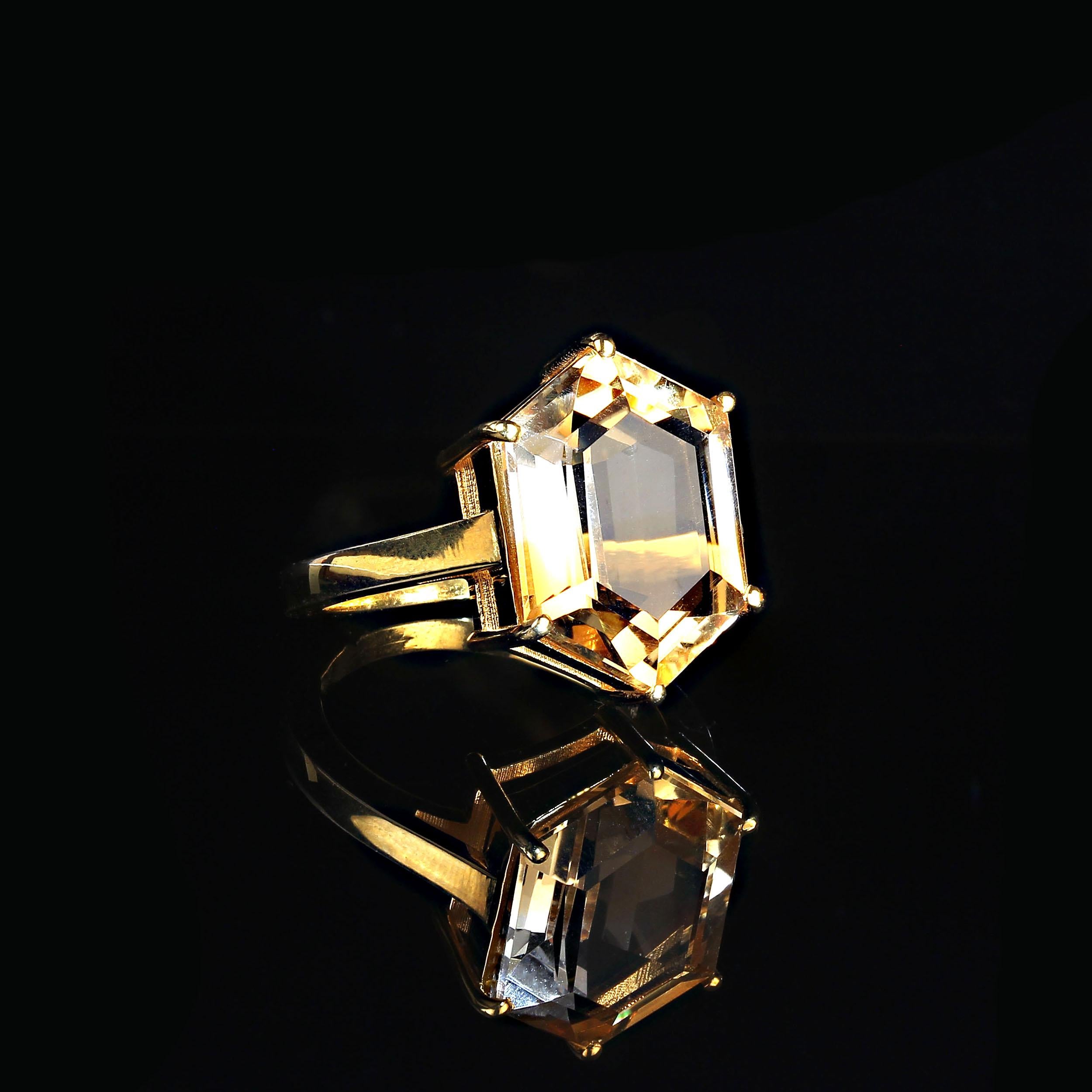 AJD Shield Shaped Bi-Color Citrine in Gold Rhodium Ring For Sale 1