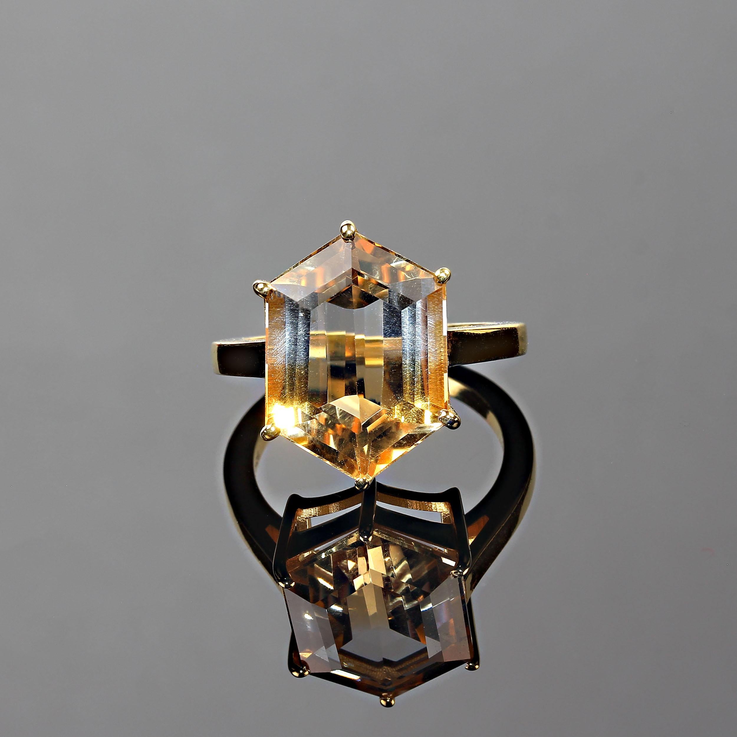 AJD Schild geformt Bi-Color Citrin in Gold Rhodium Ring (Schildschliff) im Angebot
