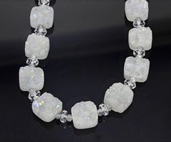AJD Simple Elegant Natural Highly Glittering Real White Druzy Quartz Necklace