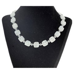 AJD Simple Elegant Natural Highly Glittering White Druzy Quartz Necklace