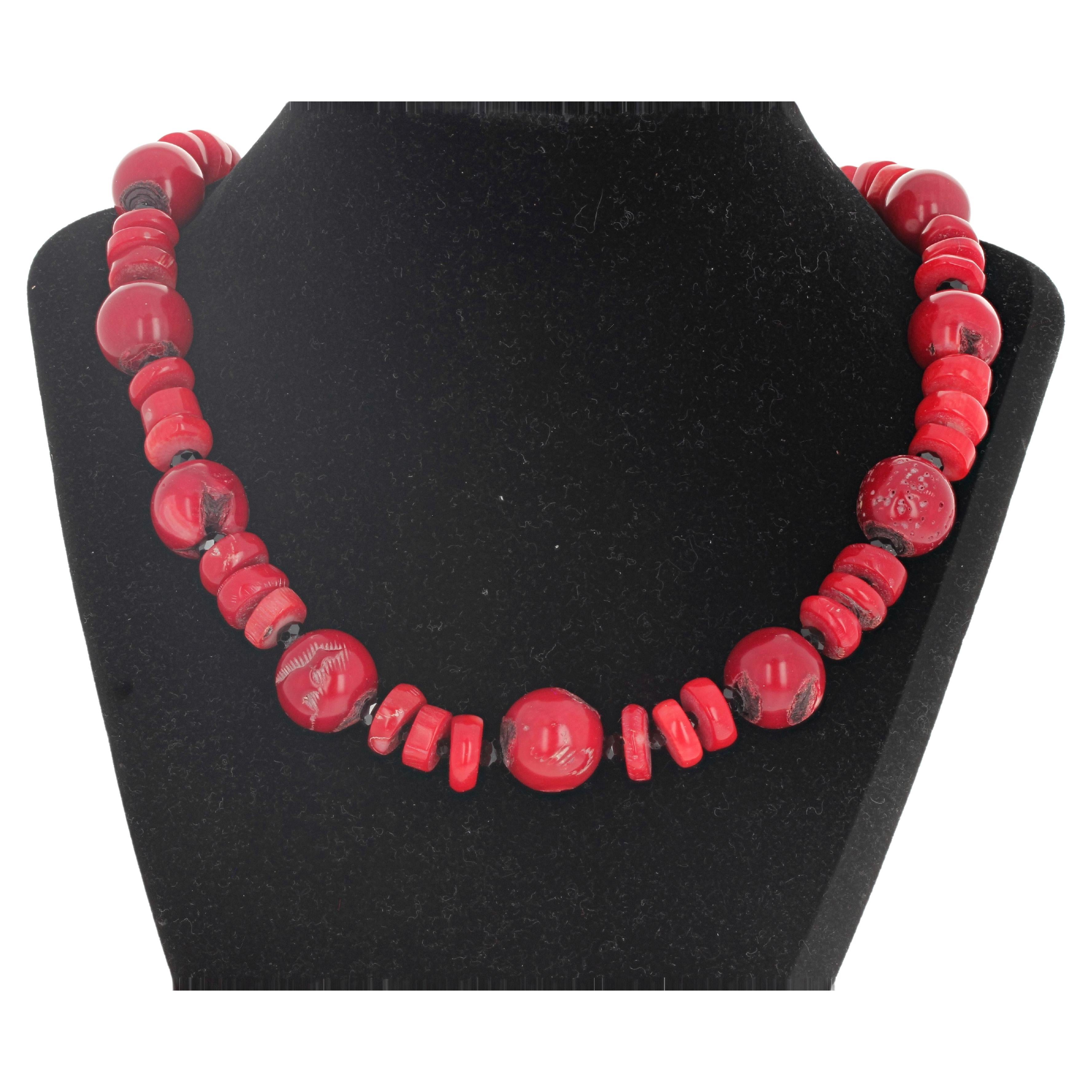 AJD Dramatically Elegant Natural Highly Polished Bamboo Coral 19" Necklace