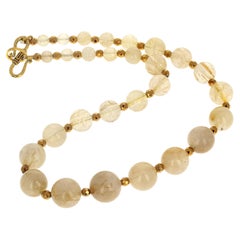 AJD Simple Elegant Strand of Natural Rutilated Highly Polished 15 3/4" Necklace