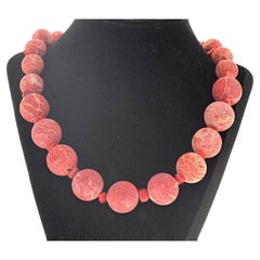 AJD Simple Elegant Strand of Natural Real Pinky-Red Coral Necklace