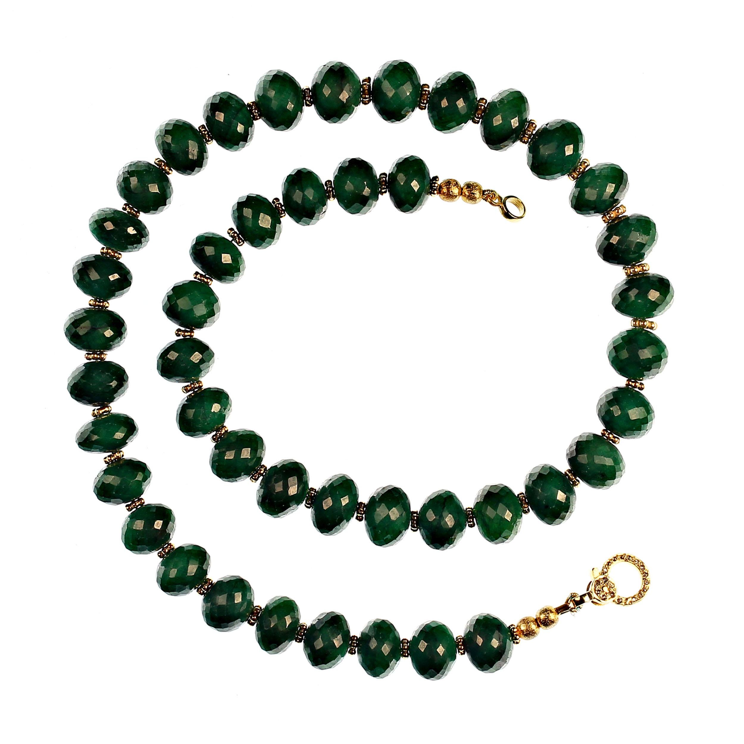 Bead AJD Simply Elegant Emerald necklace with goldy accents 18 Inch For Sale