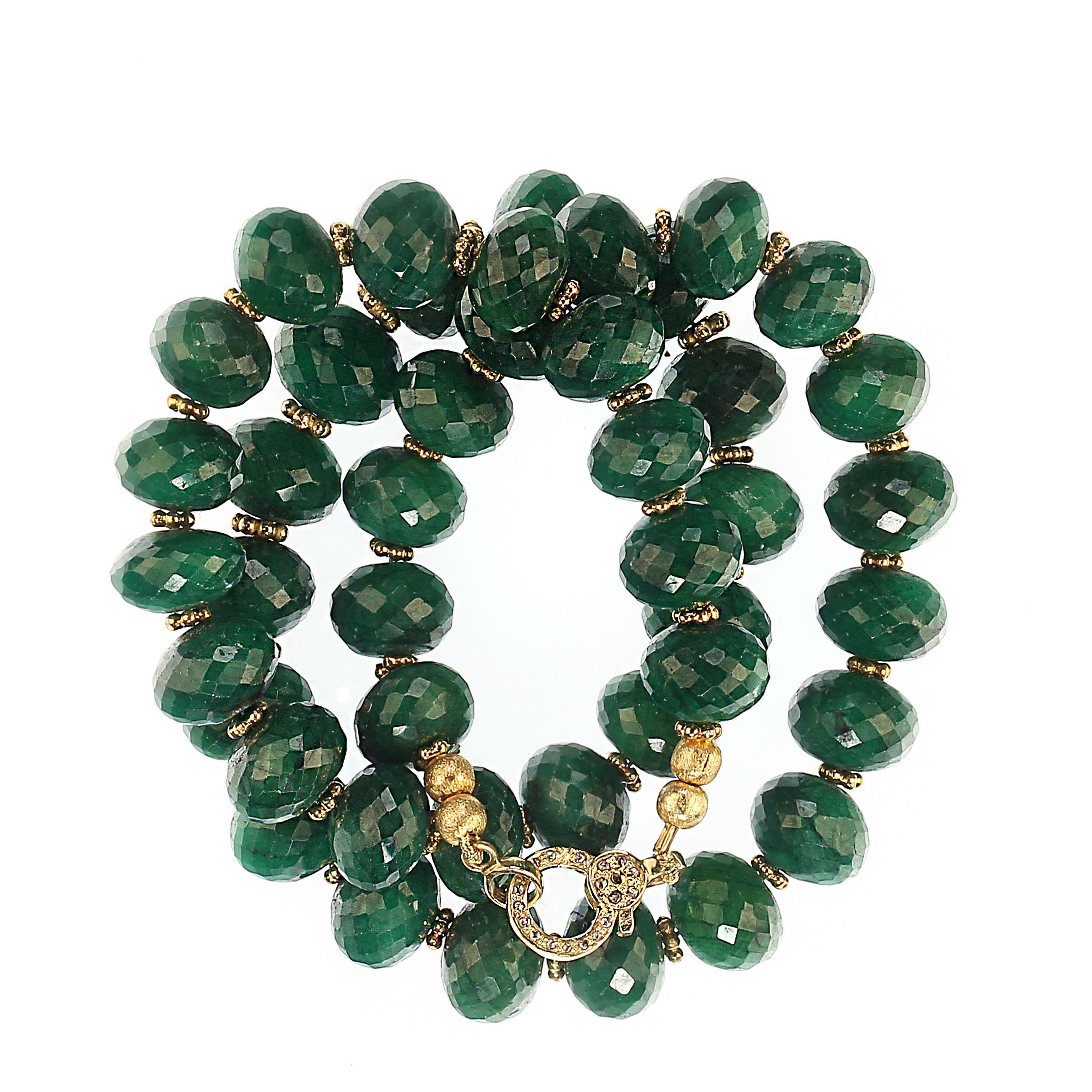 Women's or Men's AJD Simply Elegant Emerald necklace with goldy accents 18 Inch