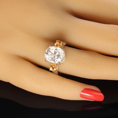 AJD Sizzling White Genuine  Zircon and Mandarin Garnet Ring