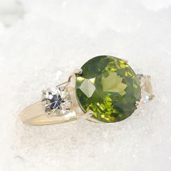 AJD Sophisticated 'Big Deal' Green and White Zircon Cocktail Ring