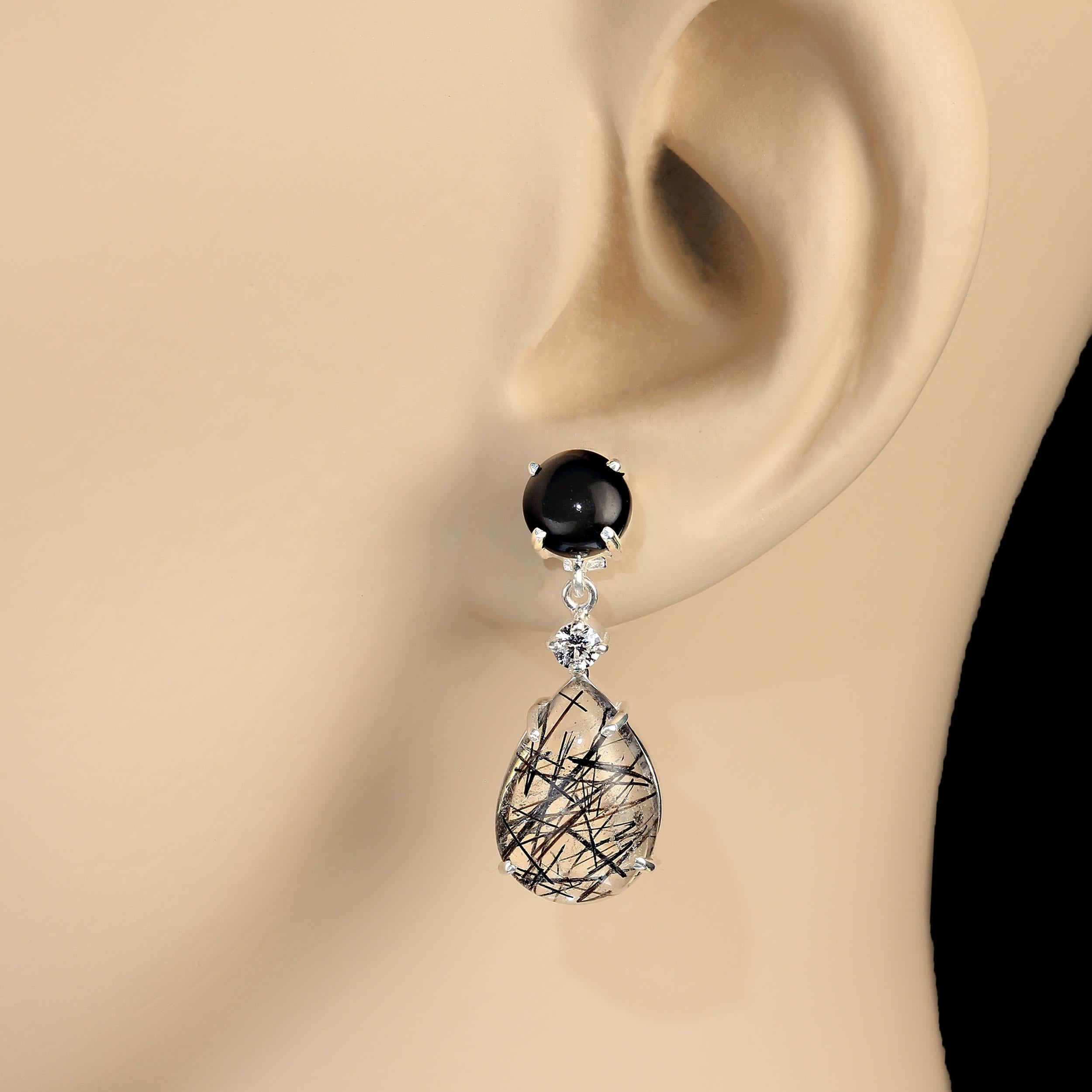 AJD Sophisticated Black and White Earrings For Sale 1