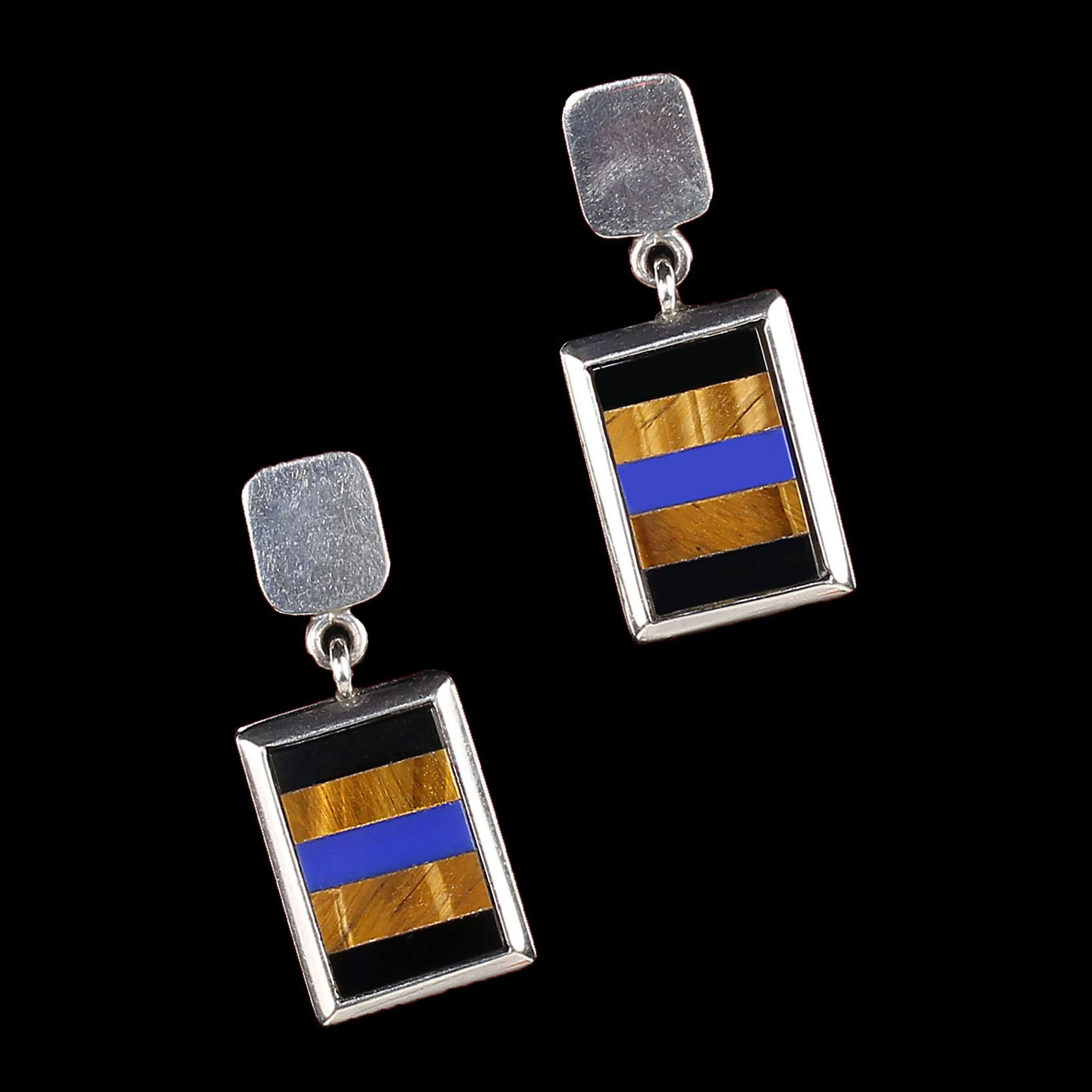 Artisan AJD Southwest Style Sterling Silver Dangle Earrings For Sale