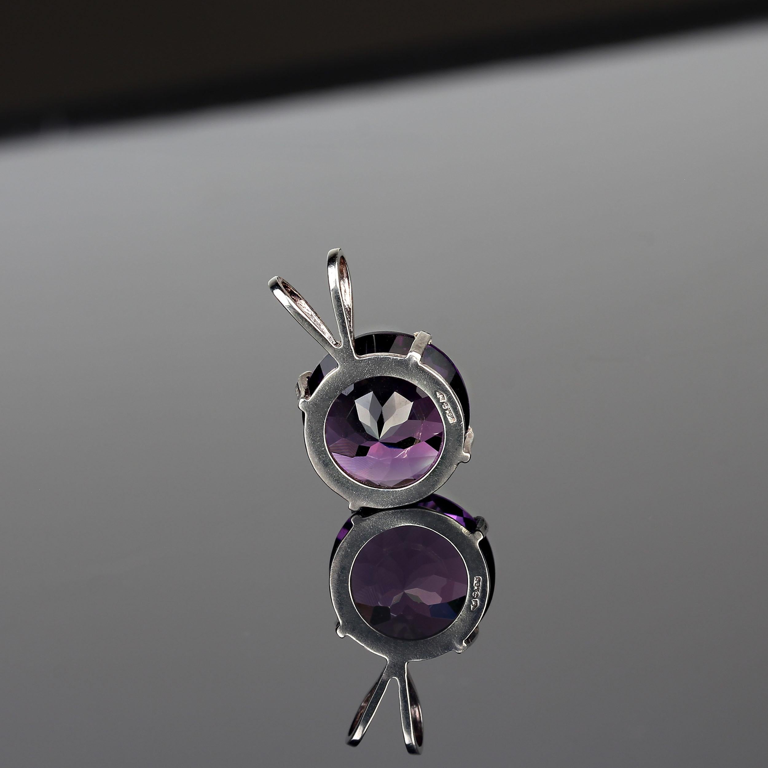 Artisan AJD Sparkling Awesome Amethyst Sterling Silver Pendant February Birthstone!