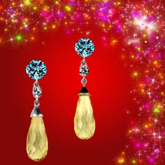 Pendants d
oreilles AJD en topaze bleue scintillante et quartz citron