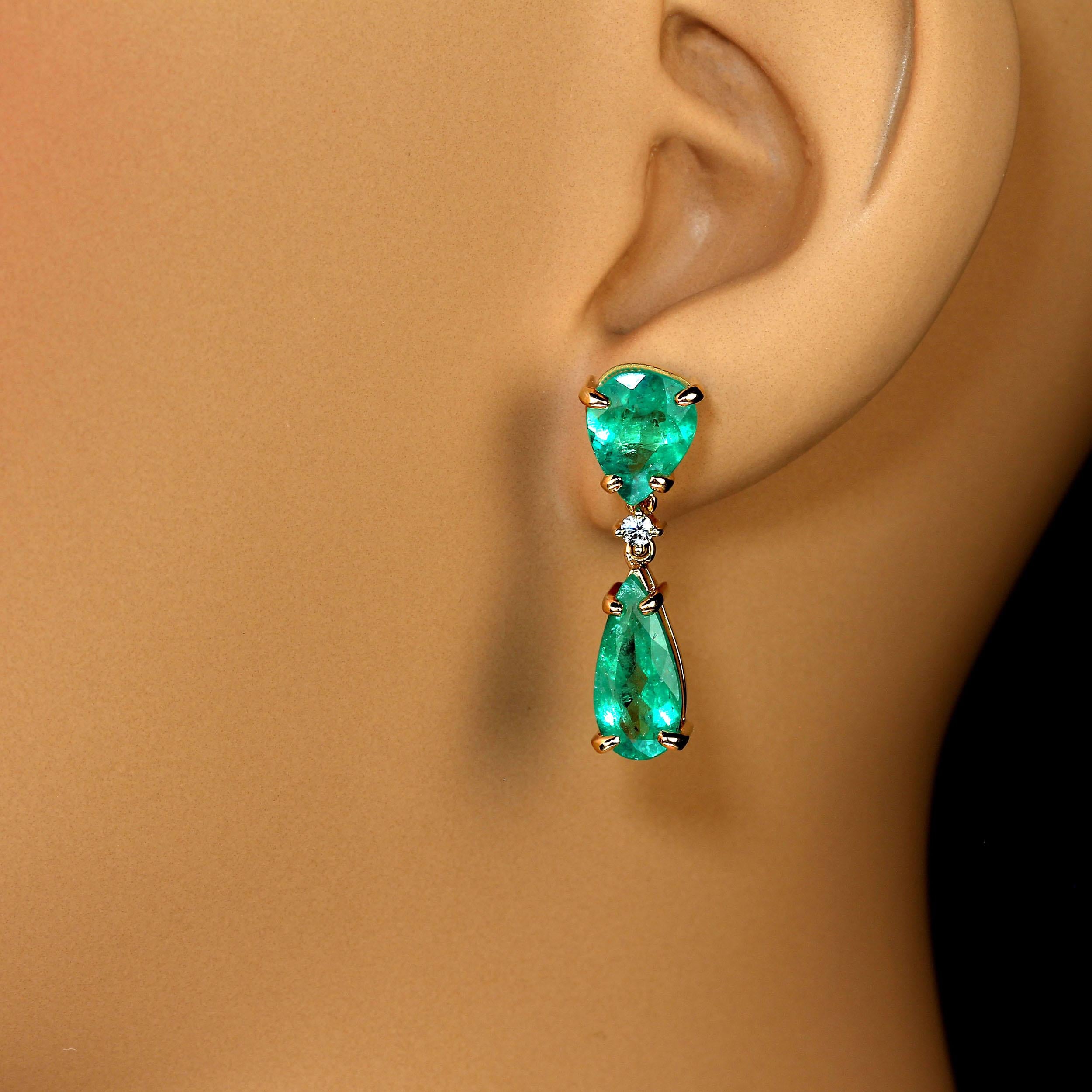 AJD Sparkling Dangle Brazilian Emerald Earrings  May Birthstone For Sale