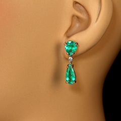 AJD Sparkling Dangle Brazilian Emerald Earrings  May Birthstone