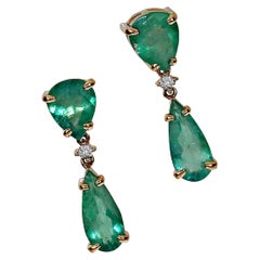 AJD Sparkling Dangle Brazilian Emerald Earrings May Birthstone