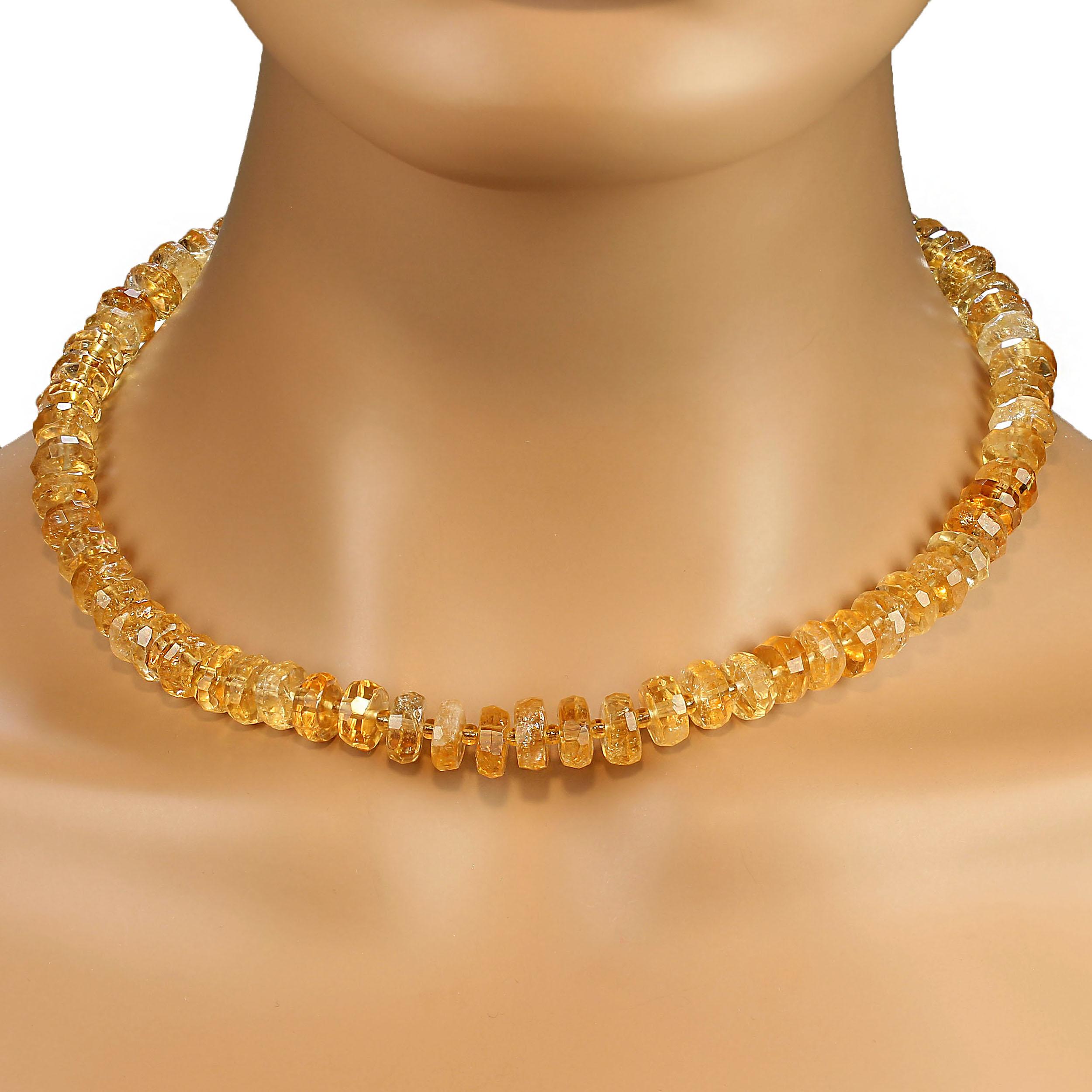 Natural Faceted Yellow Citrine Beaded Necklace – 206 Carats, 20" Strand – JaipurJewels (DG)