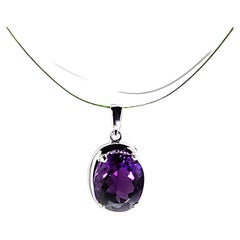 AJD Sparkling Oval Amethyst in Sterling Silver Pendant