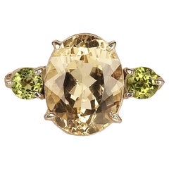 AJD Sparkling Oval Beryl Ring Accented with Peridot  Great Gift!!