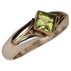 AJD Sparkling Peridot in Sterling Silver Ring with 18 Karat Gold Accents