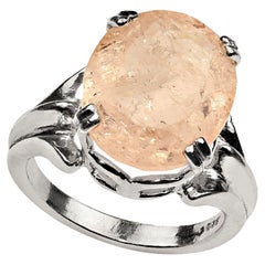 AJD Sparkling Pink 8.2 Carat Oval Morganite in Sterling Silver Ring  Great Gift!