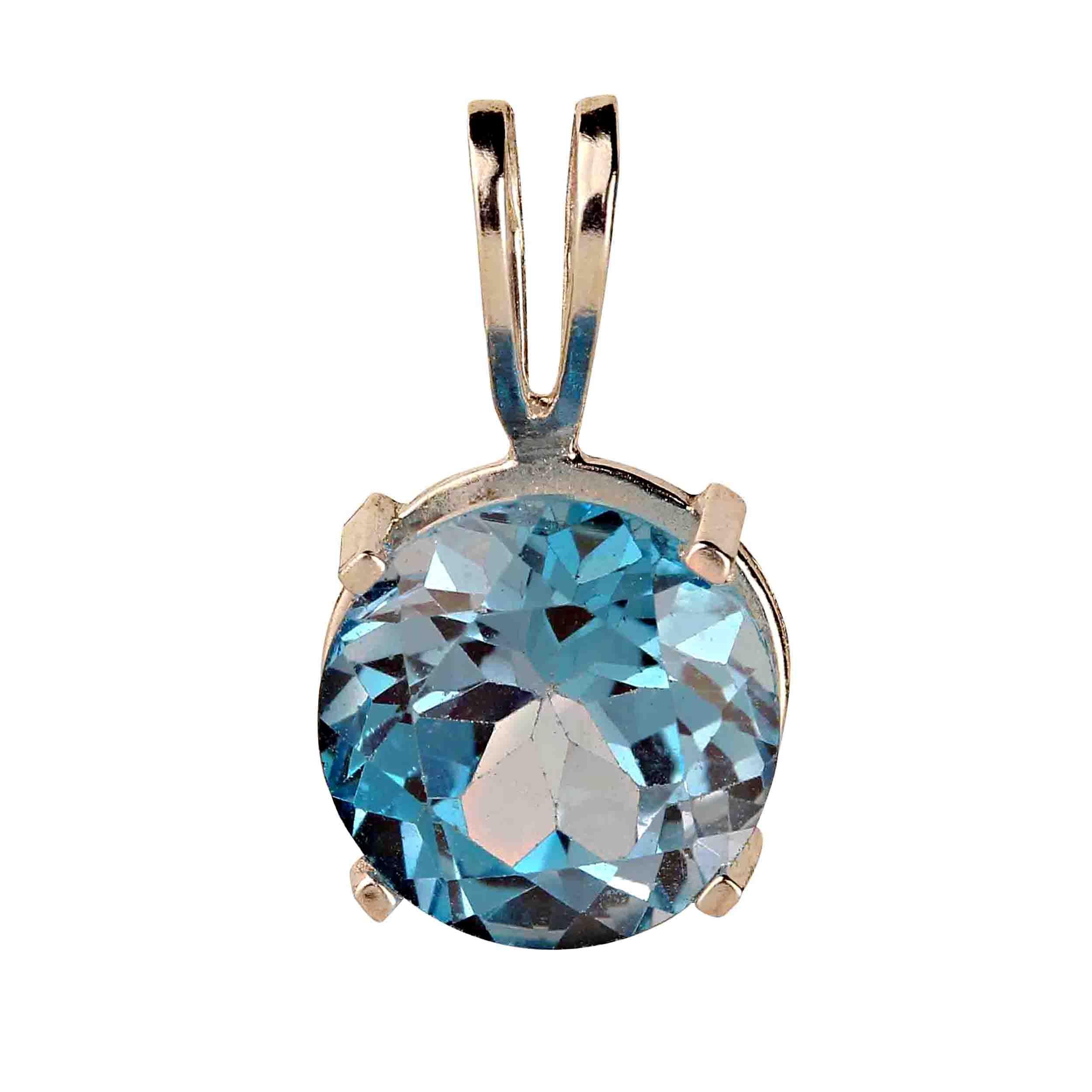 Women's or Men's AJD Sparkling Swiss Blue Topaz and Sterling Silver Pendant For Sale