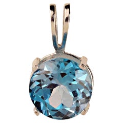 AJD Sparkling Swiss Blue Topaz and Sterling Silver Pendant