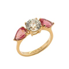 Anello AJD Whiting con zircone cambogiano bianco e tormalina rosa