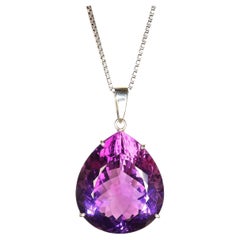 AJD Spectacular Pear Shape Amethyst Pendant in Sterling Silver