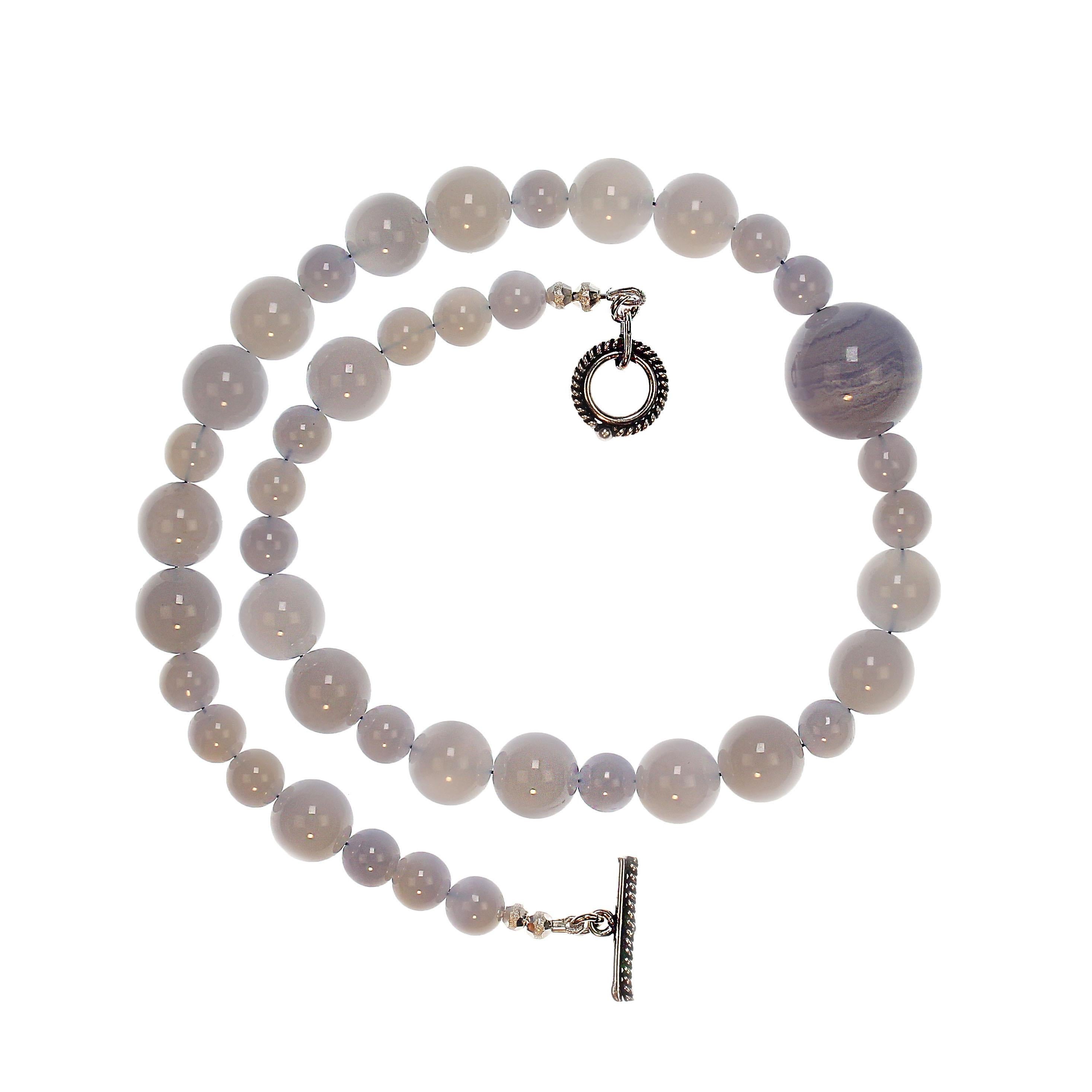 AJD Springtime Necklace of 18-Inch Blue Chalcedony For Sale 4