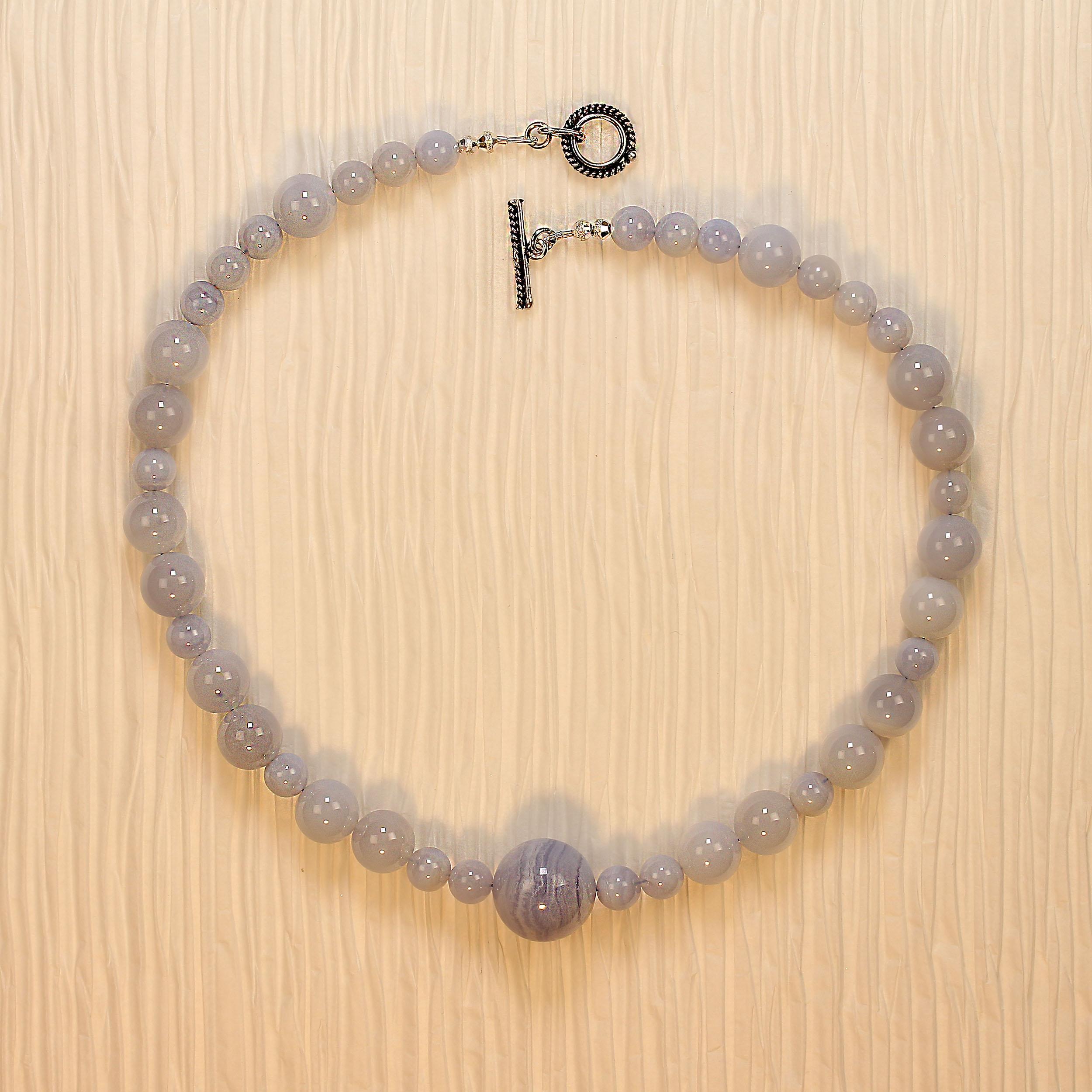 AJD Springtime Necklace of 18-Inch Blue Chalcedony For Sale 3