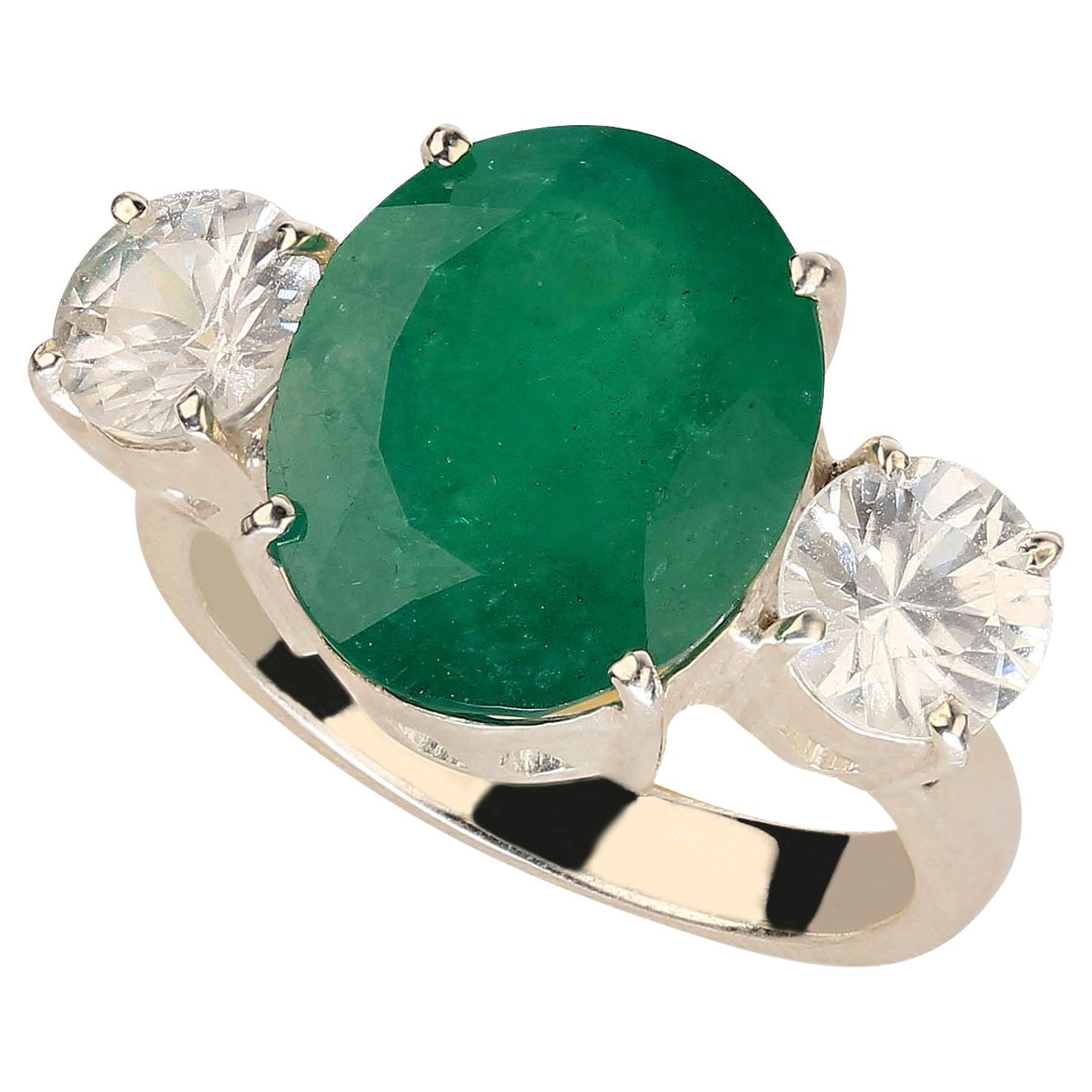 Big Emerald Cabochon Ring in 18K Gold Emerald Statement Ring Jewellery Rings Solitaire Rings Gift for Her 