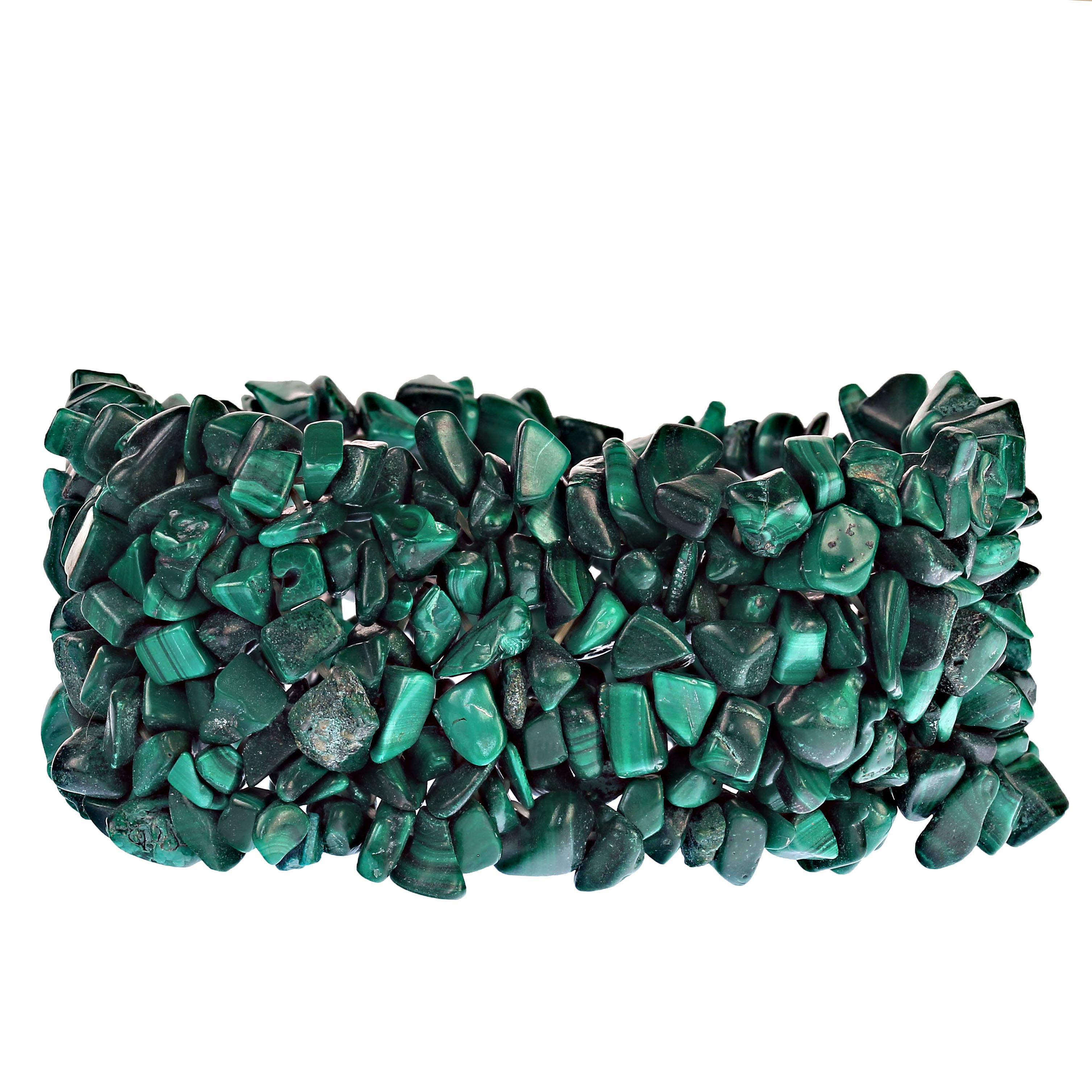 Artisan AJD Statement Green Malachite Bracelet For Sale