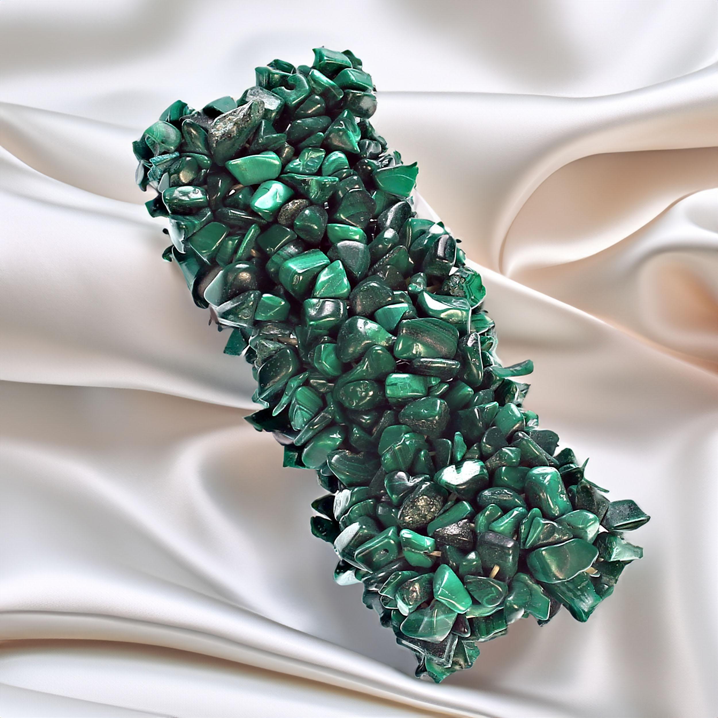 Femenino o masculino Pulsera de malaquita verde AJD Statement en venta