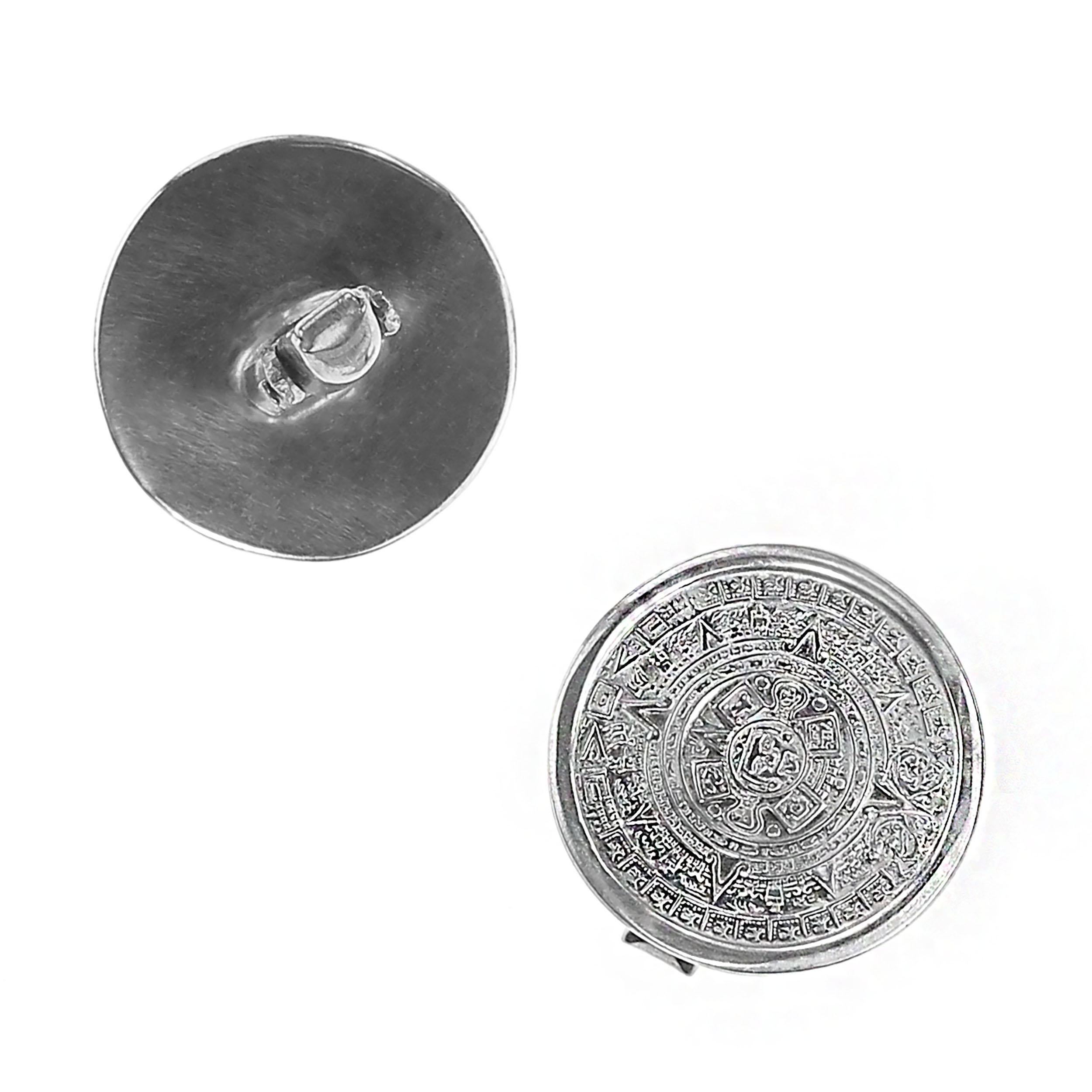 AJD Sterling Silver Cufflinks Mayan Calendar For Sale 1