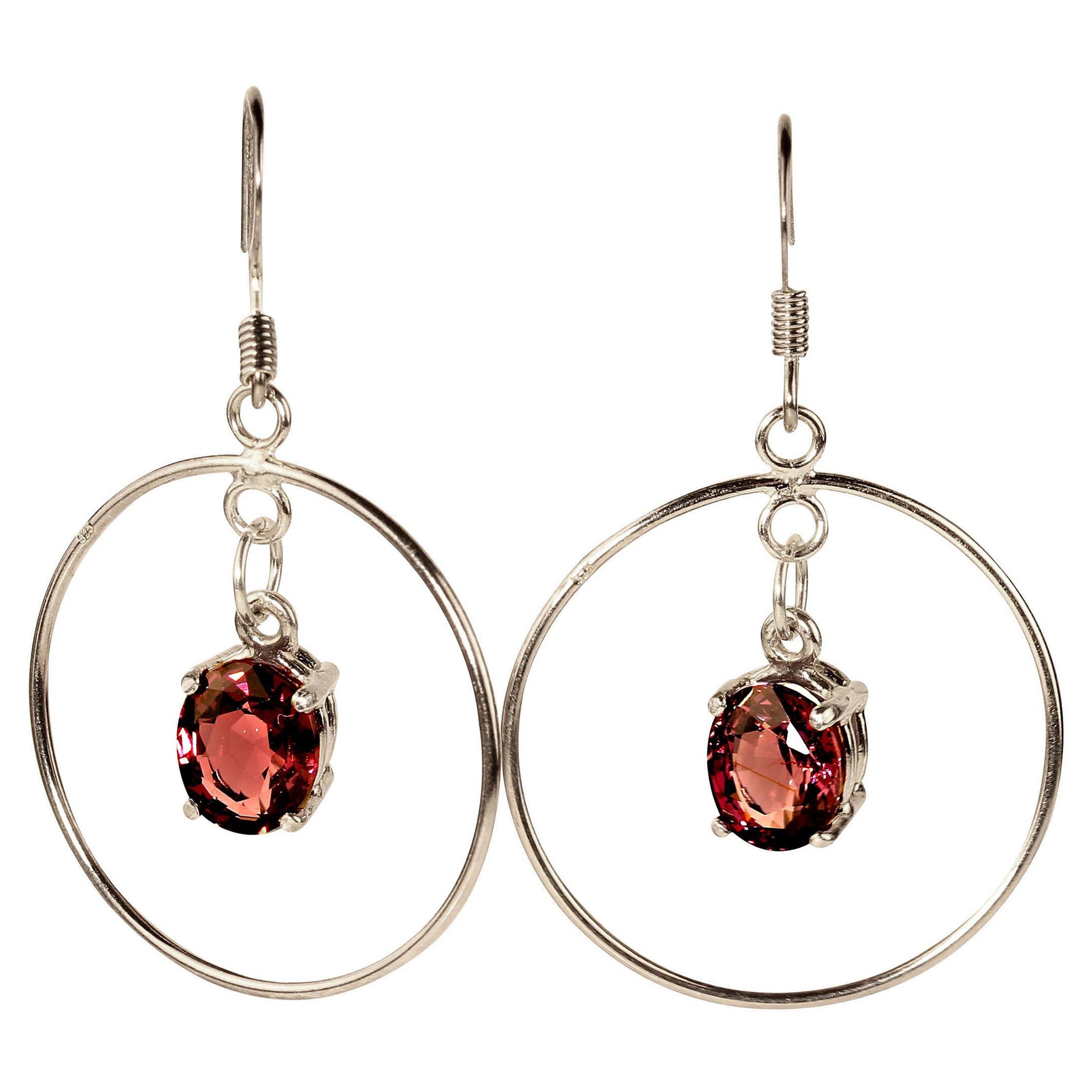 AJD Sterling Silver Dangling Earrings with Purple Spinels  Great Gift!