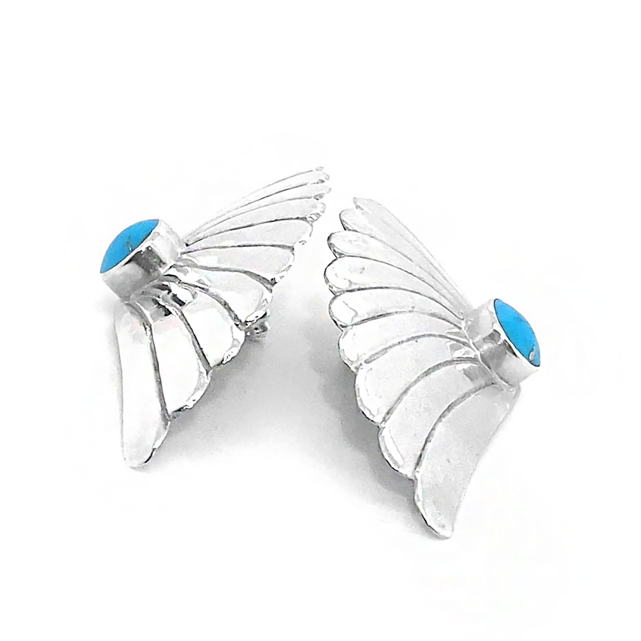 Pendientes artesanales de plata de ley AJD en forma de abanico estilo suroeste en venta 4