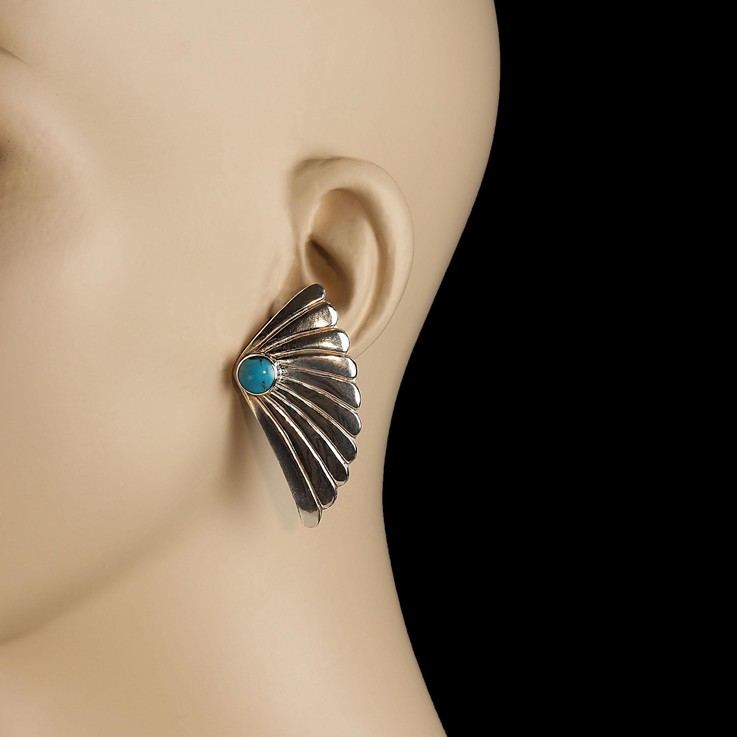 Pendientes artesanales de plata de ley AJD en forma de abanico estilo suroeste Cuenta en venta
