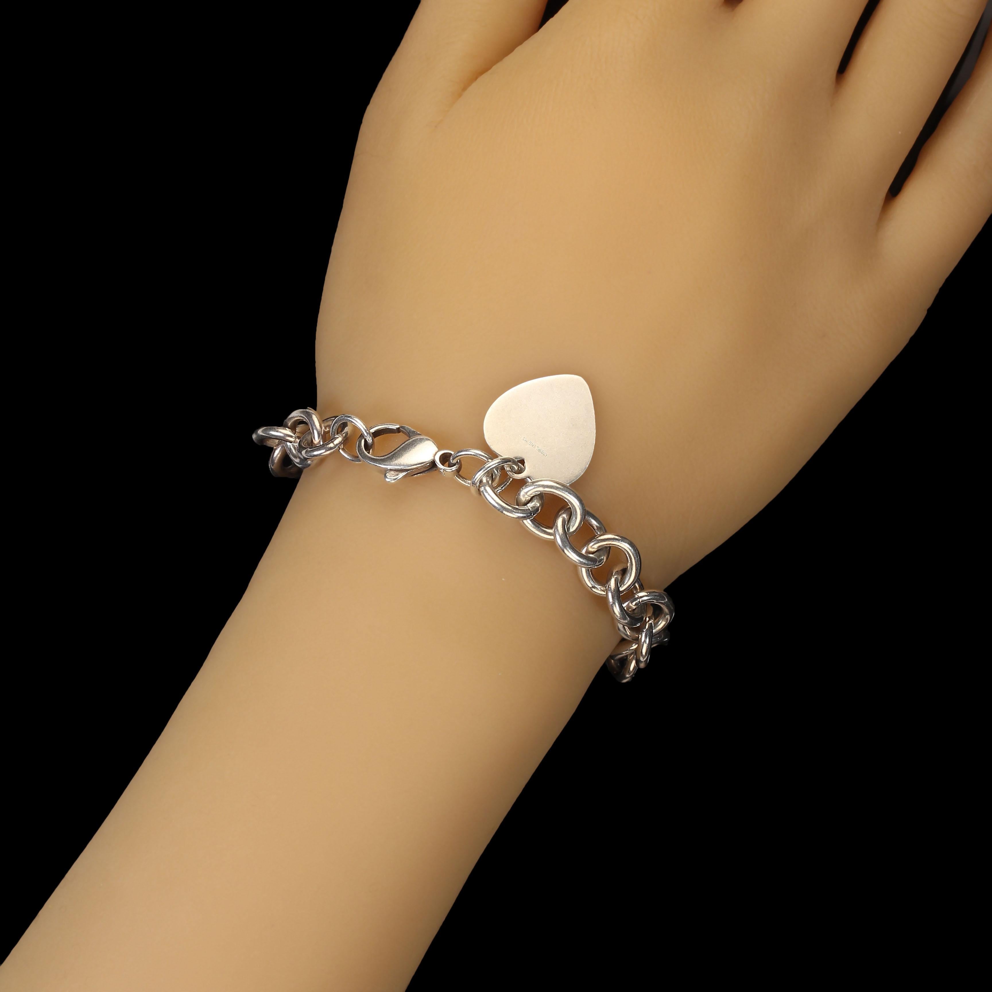 A.Silver Bracciale con cuore in argento sterling 7,25 pollici In condizioni buone in vendita a Raleigh, NC