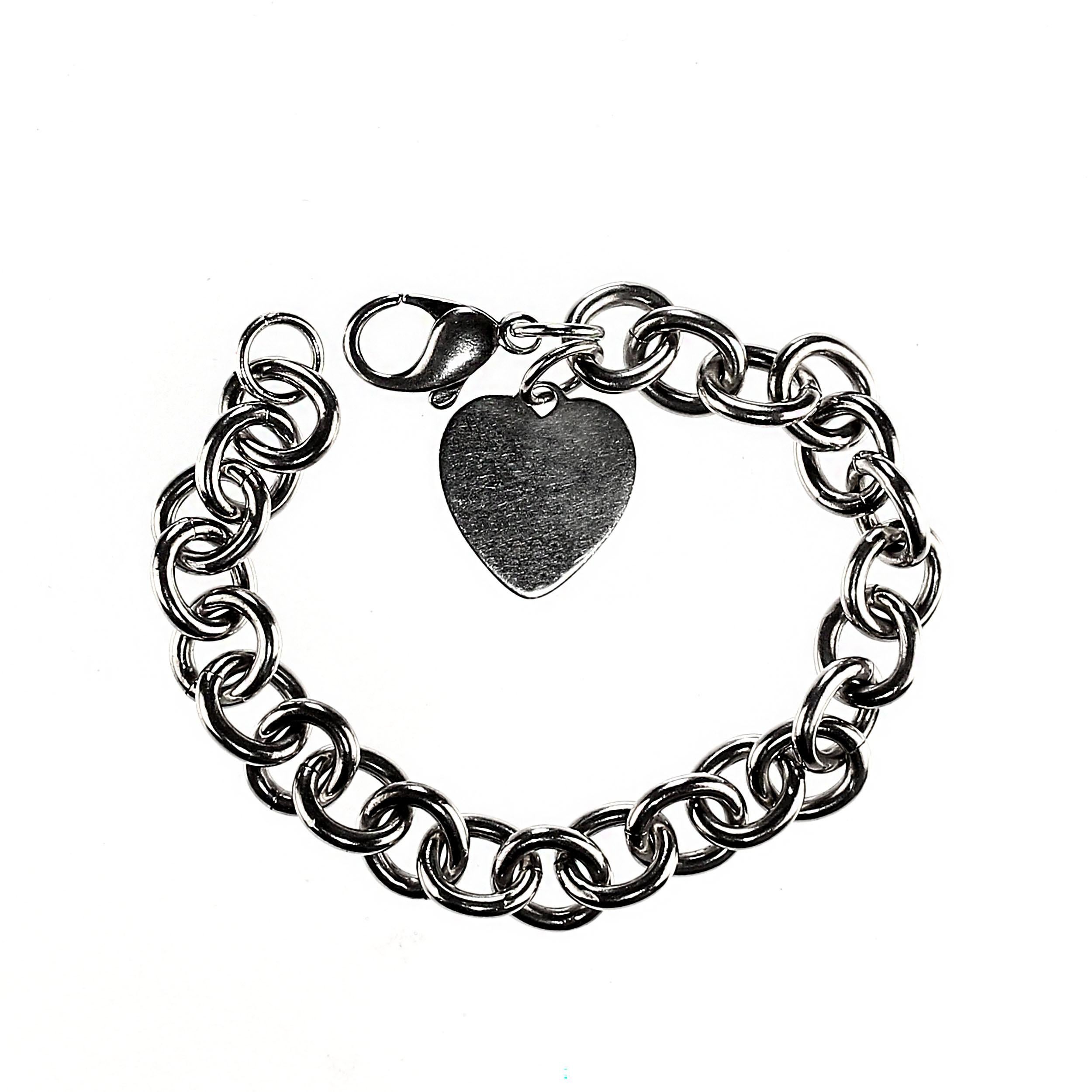 da uomo o donna A.Silver Bracciale con cuore in argento sterling 7,25 pollici in vendita