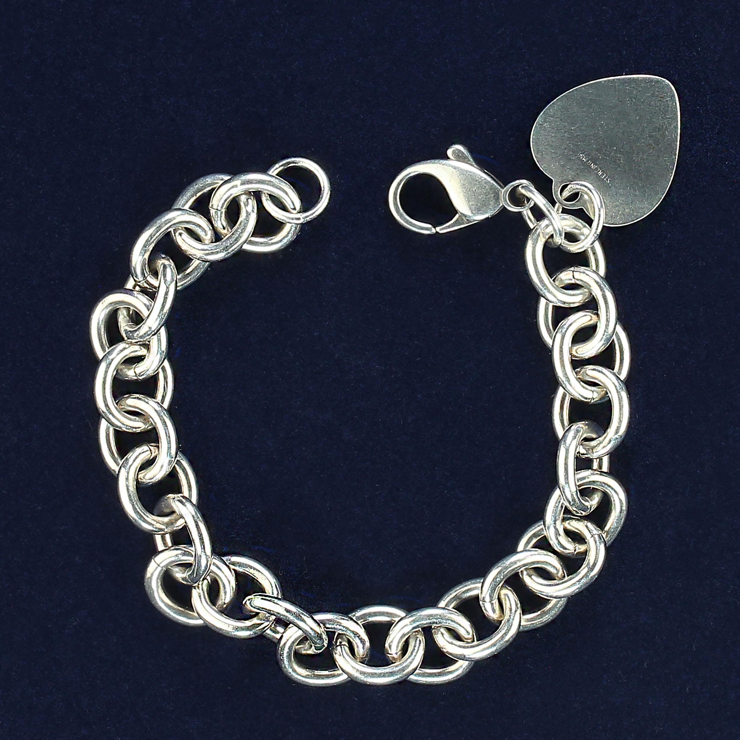 A.Silver Bracciale con cuore in argento sterling 7,25 pollici in vendita 1