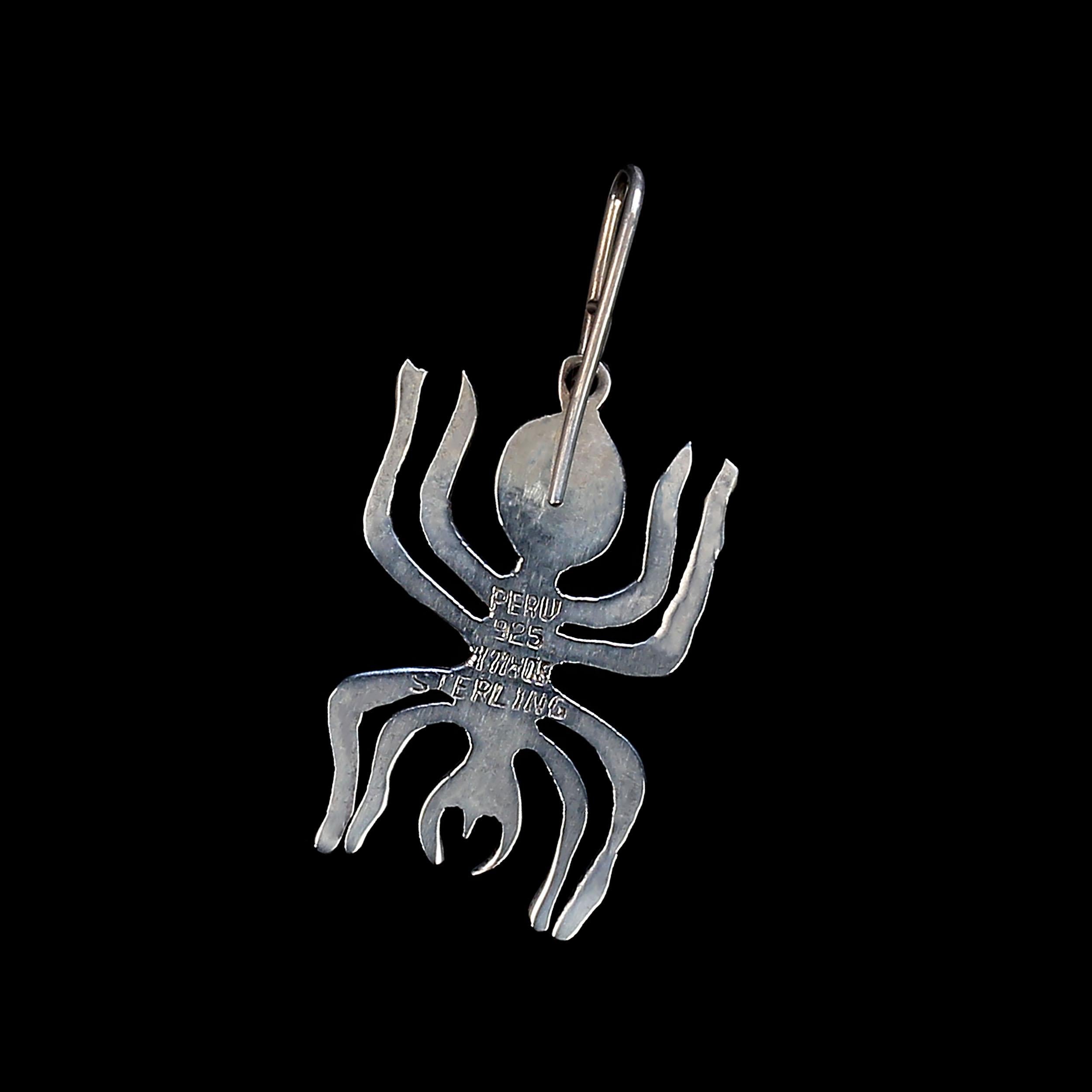 AJD Sterling Silver NAZCA Line Spider Earrings In Excellent Condition For Sale In Raleigh, NC
