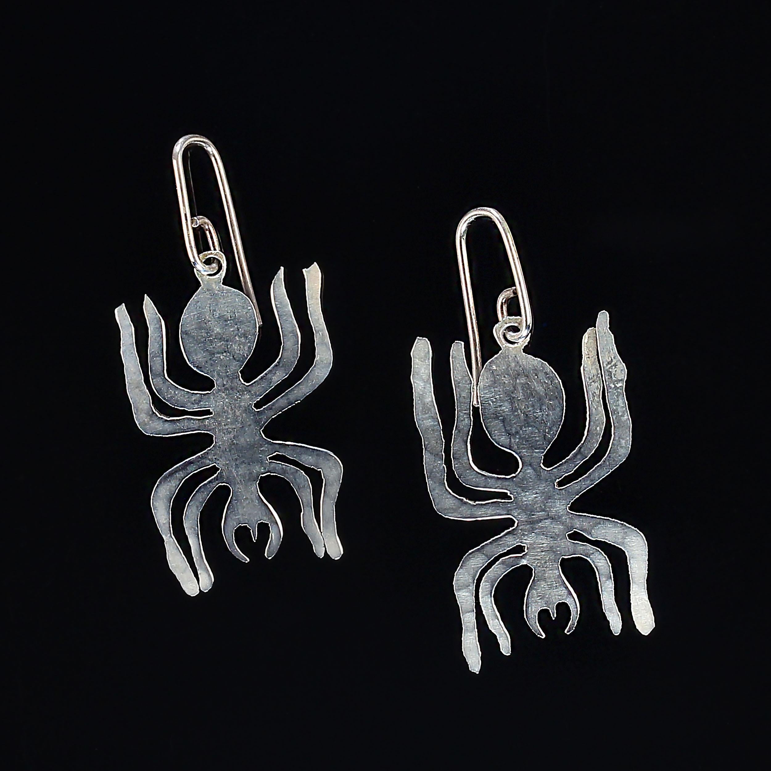 Women's or Men's AJD Sterling Silver NAZCA Line Spider Earrings For Sale