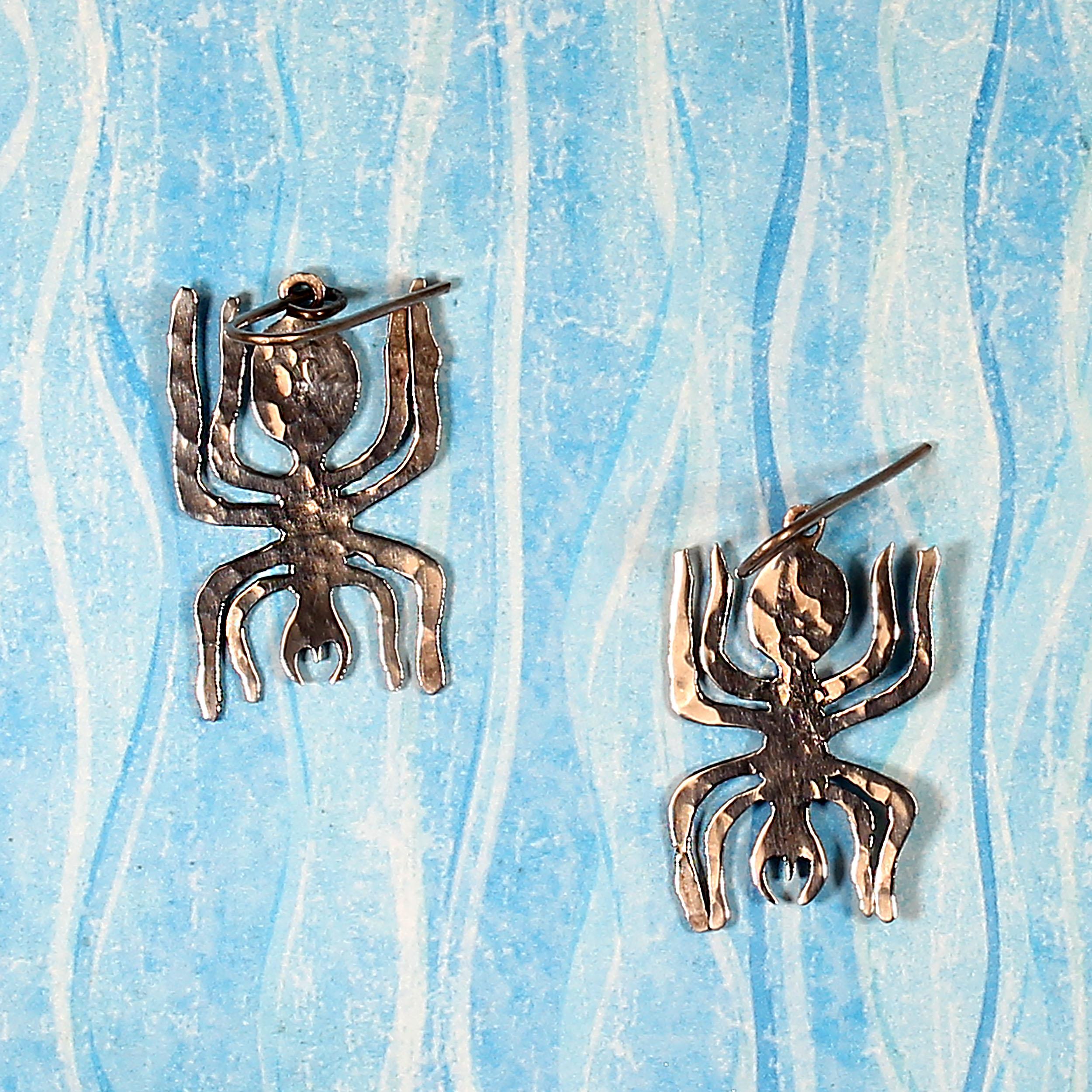 AJD Sterling Silver NAZCA Line Spider Earrings For Sale 1