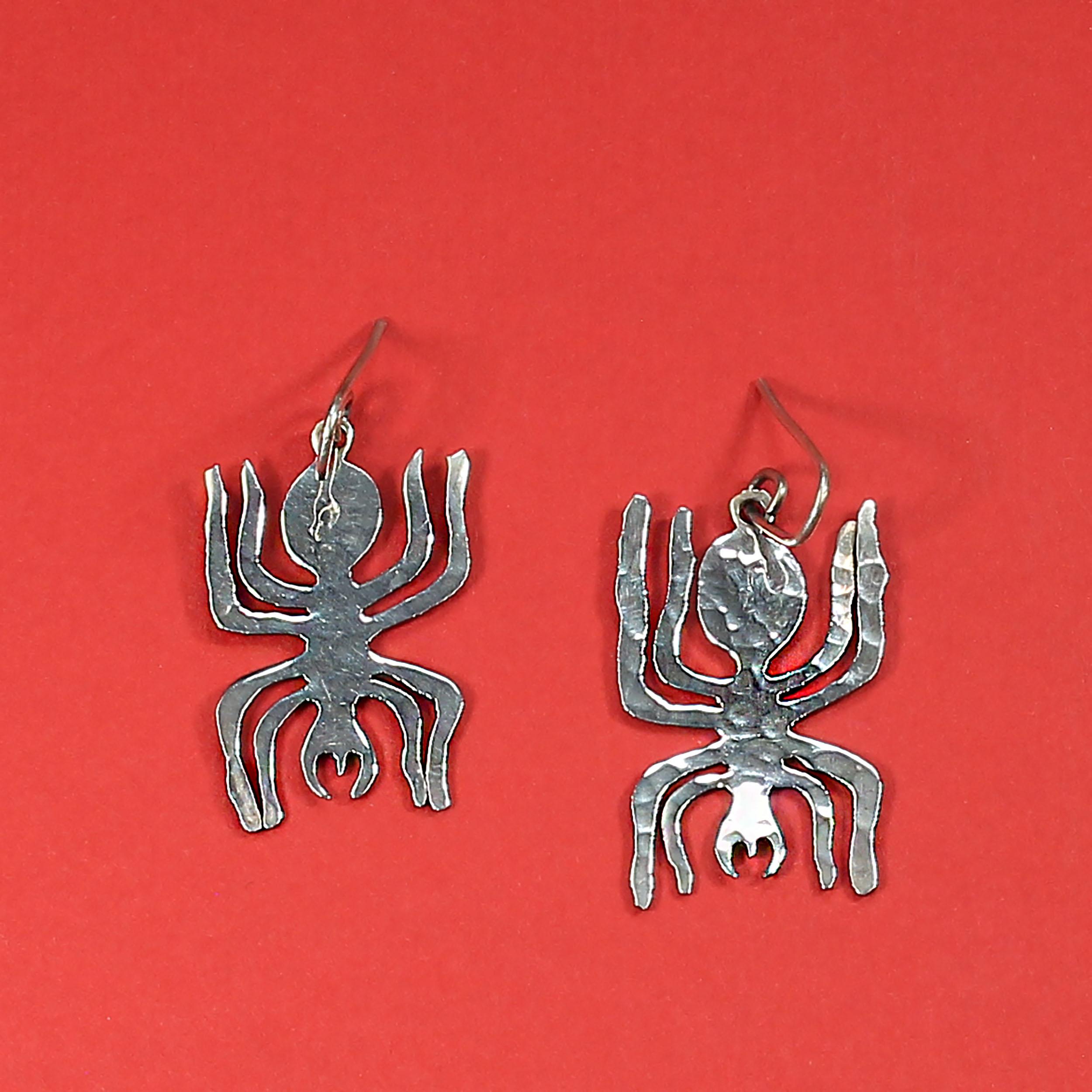 AJD Sterling Silver NAZCA Line Spider Earrings For Sale 4