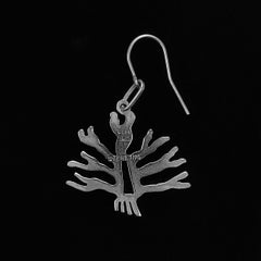 Handmade Sterling Silver Nazca Line Tree Dangle Earrings, Peru