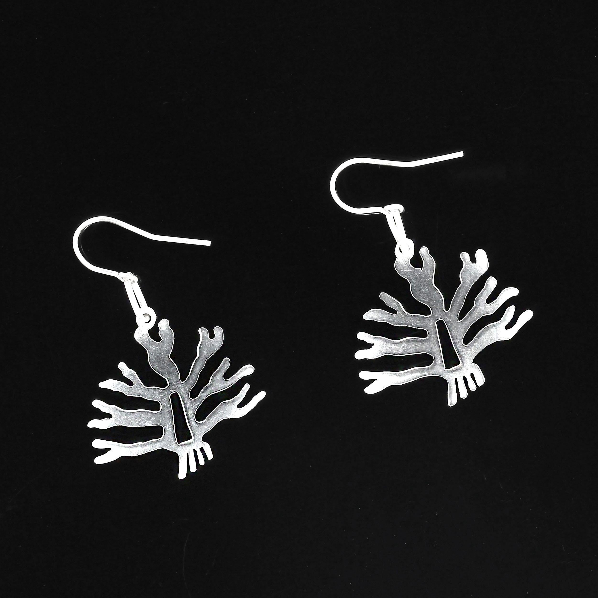 AJD Sterling Silver NAZCA Line tree Earrings For Sale 3