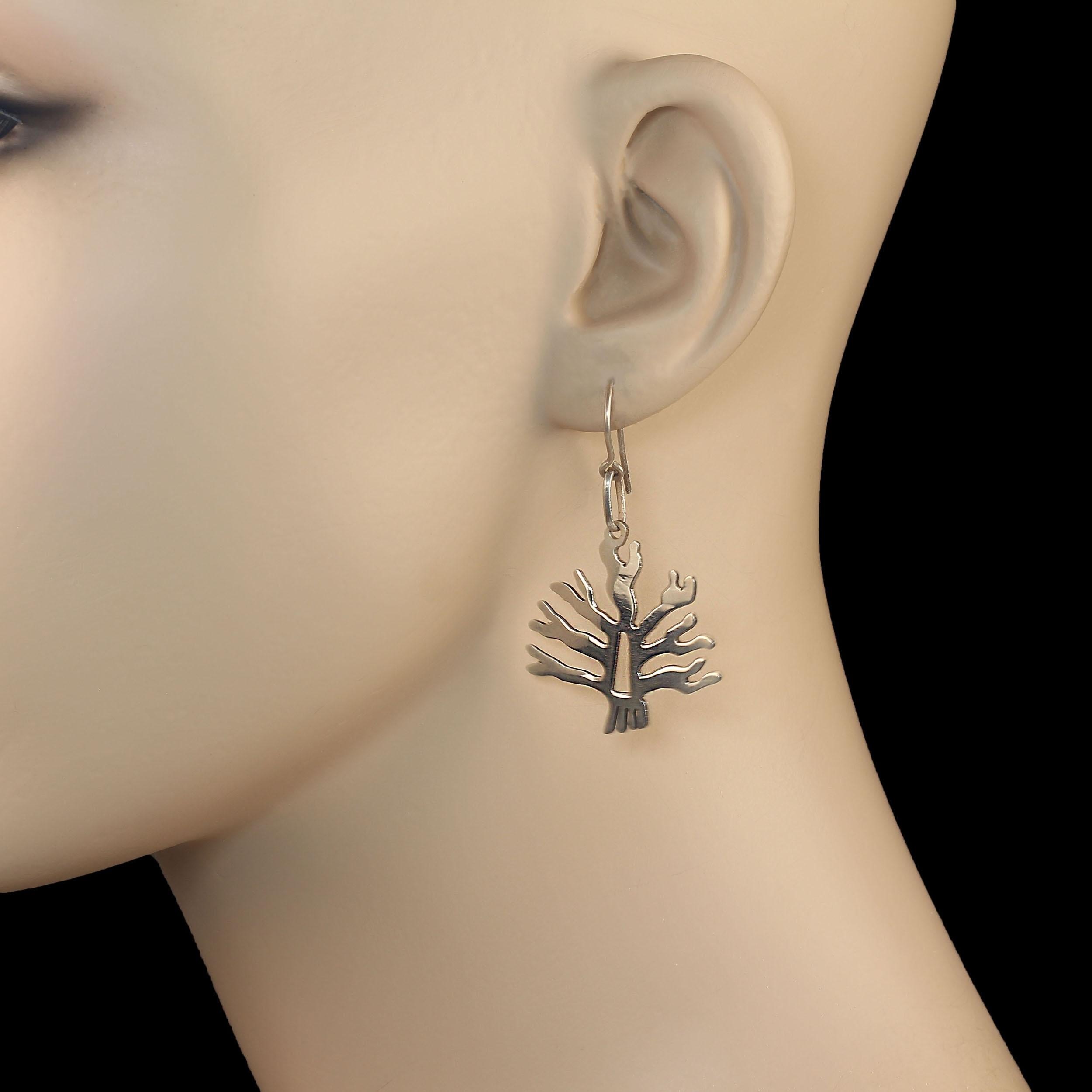 AJD Sterling Silver NAZCA Line tree Earrings For Sale 4