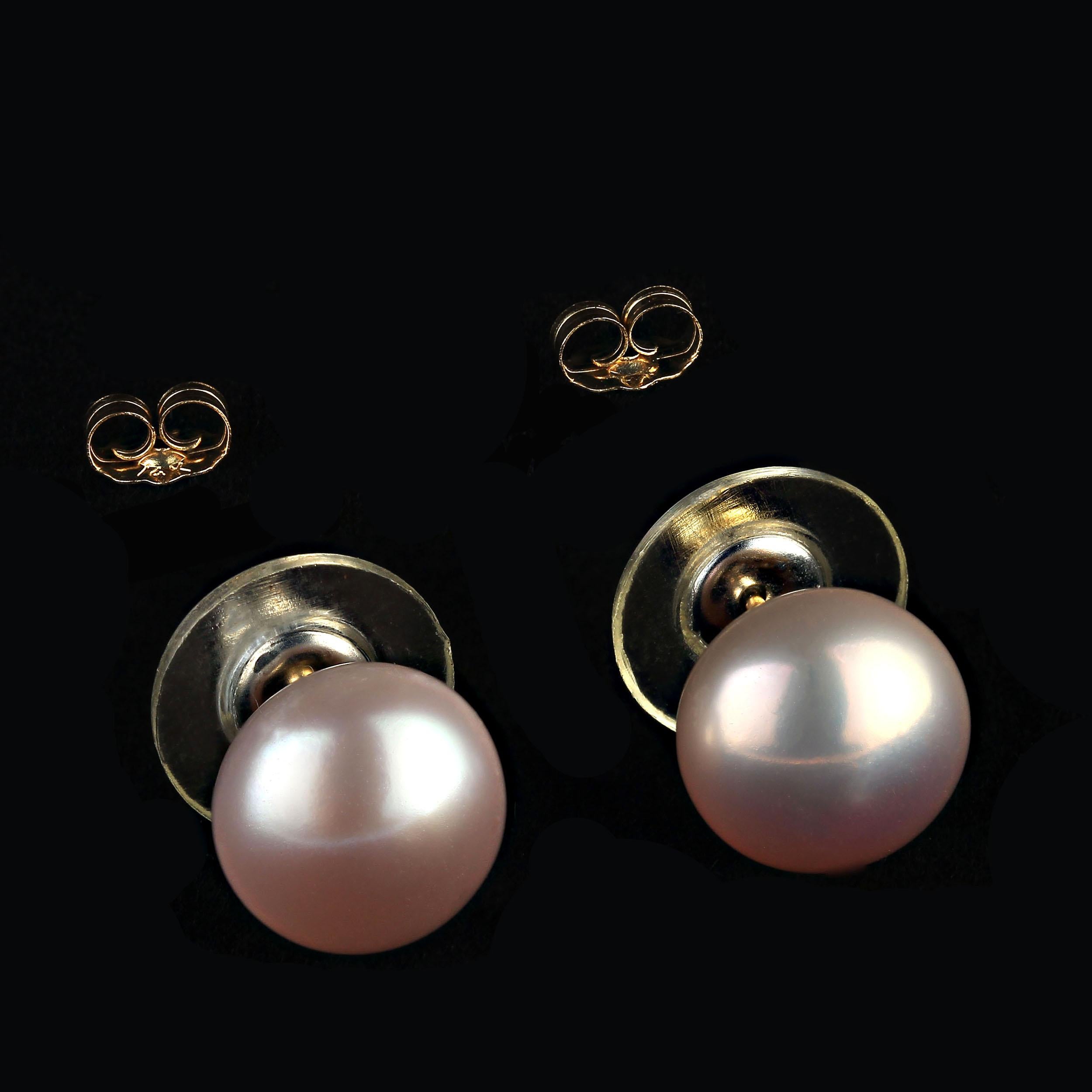 Bead AJD Stunning 10.5MM Pink Pearl Studs with 14K yellow gold posts