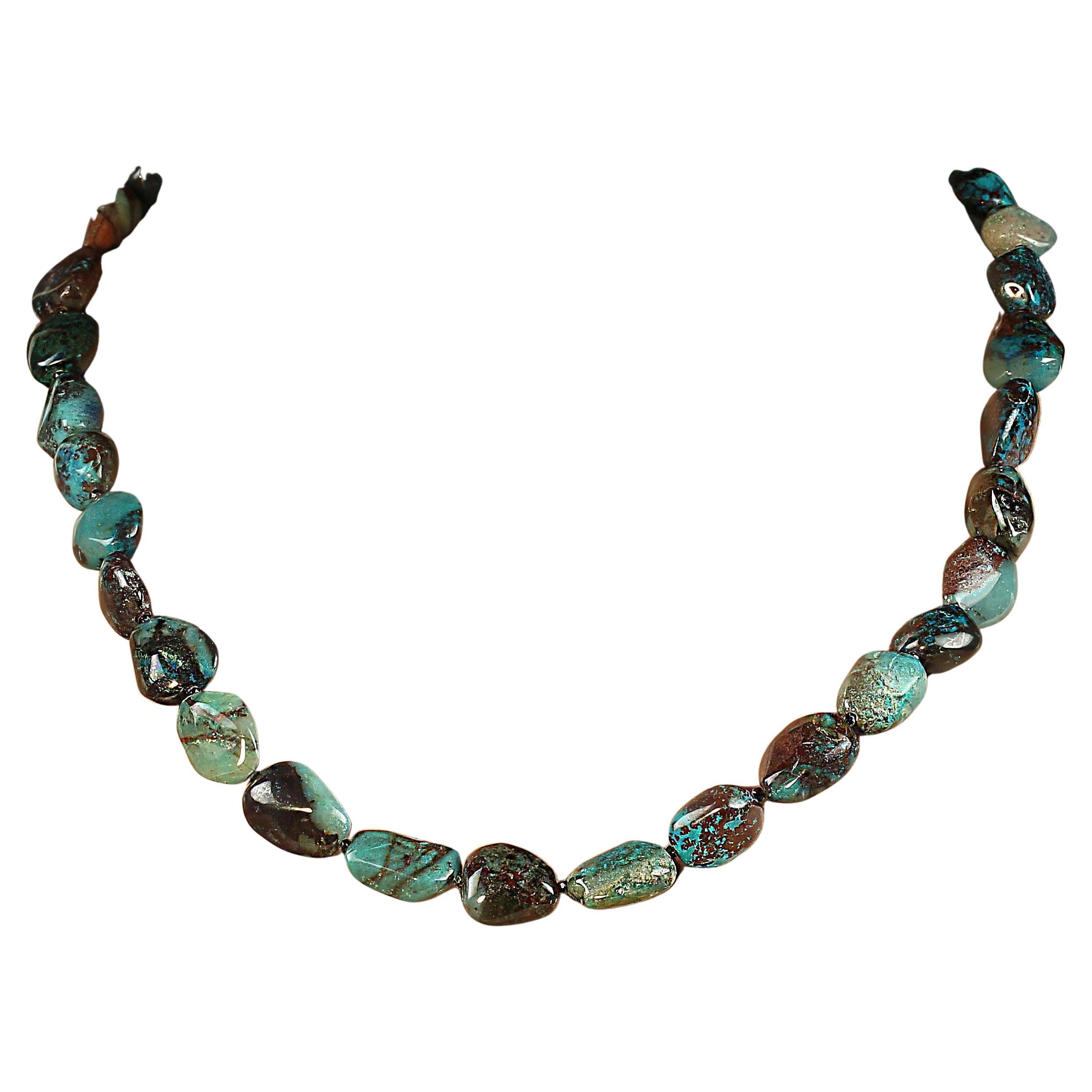 AJD Stunning 20 Inch African Azurite Freeform Nuggets with Sterling Silver