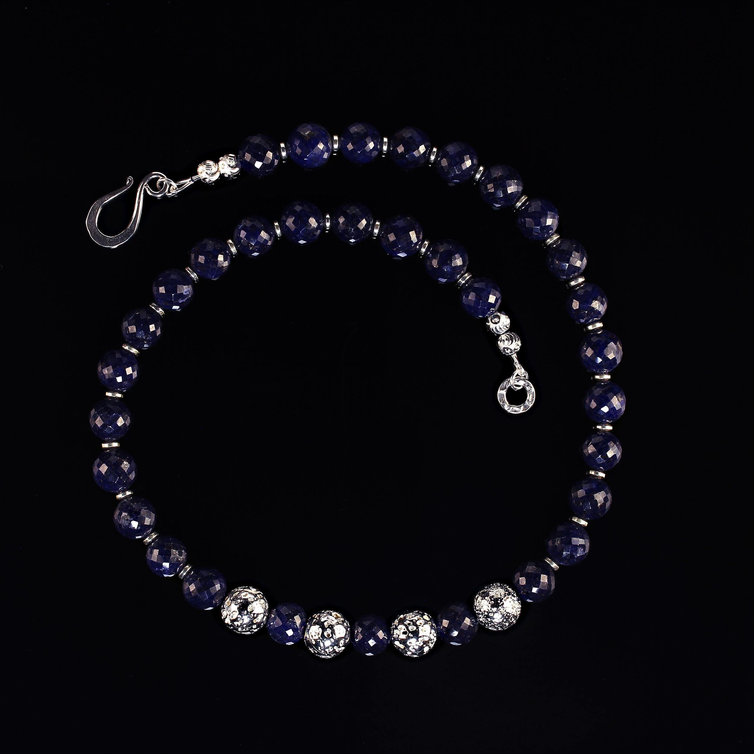Artisan AJD Stunning 21 Inch Blue Sapphire necklace with Silver accents For Sale